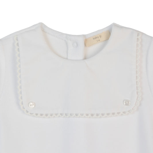 Baby Gi - White Square Bib Sleepsuit