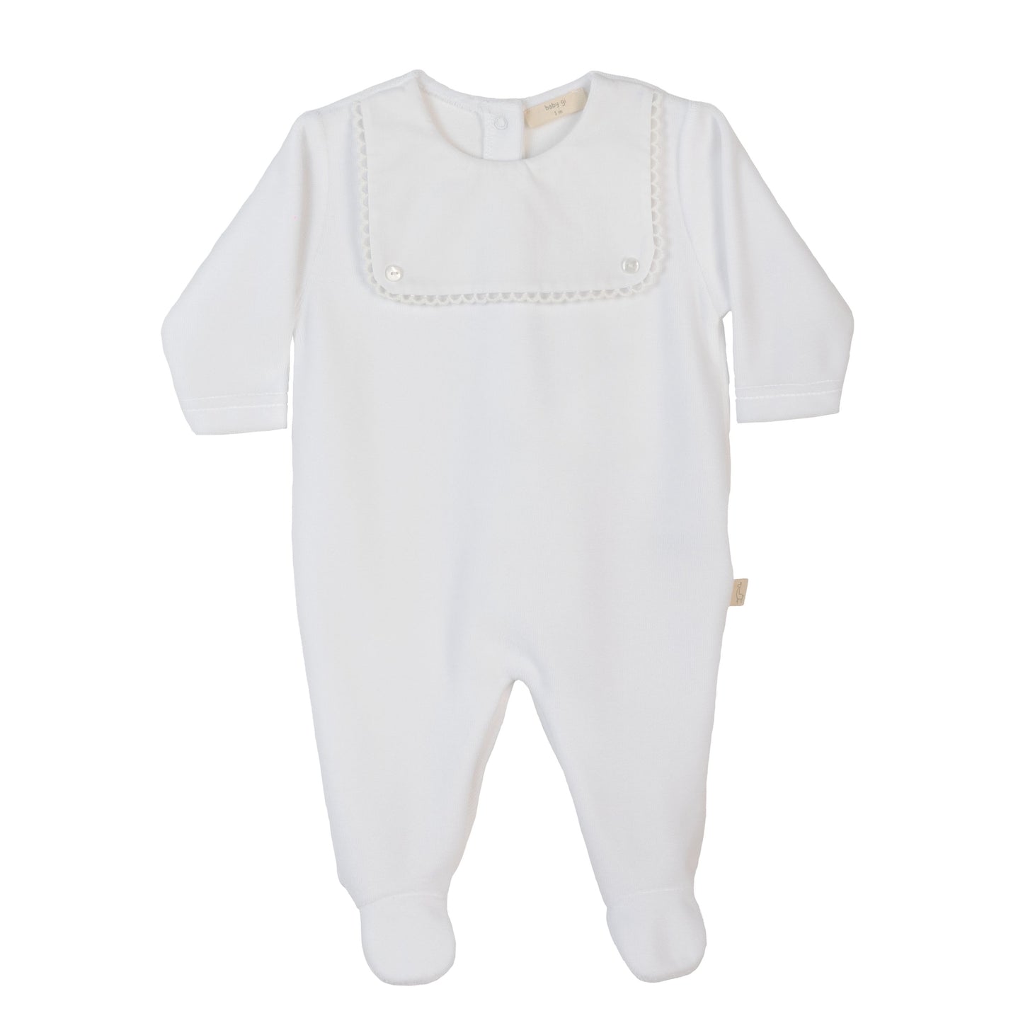 Baby Gi - White Square Bib Sleepsuit