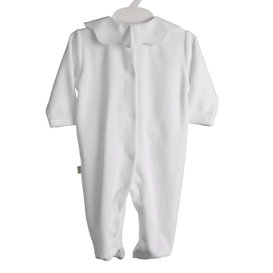 Baby Gi - White Velour Pique Collar Sleepsuit