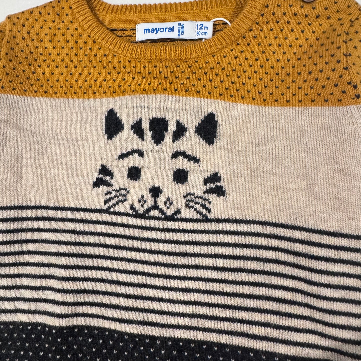 Mayoral - Boys Stripe Cat Sweater