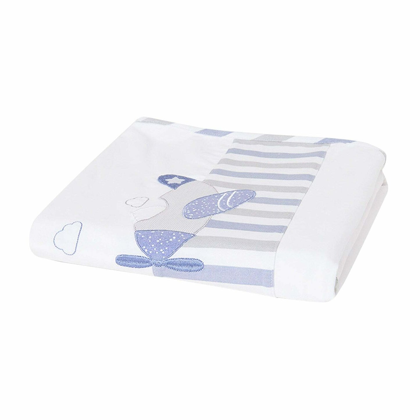 Mayoral Blue & White Embroidered Baby Blanket in Gift Box