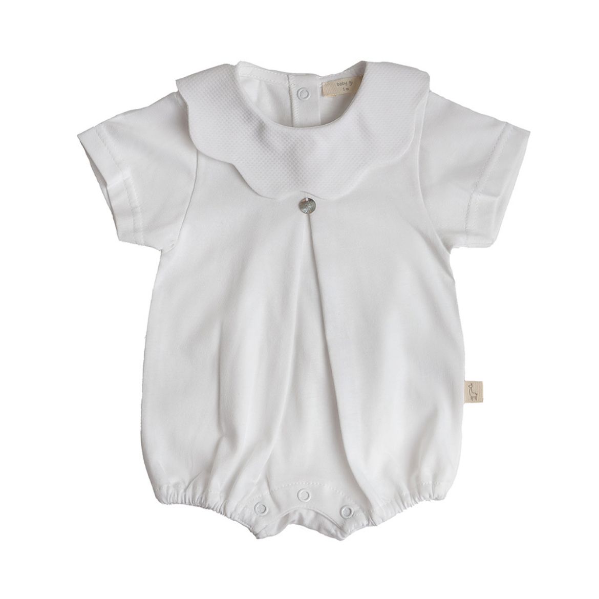 Baby Gi - Cotton Pique Romper - White