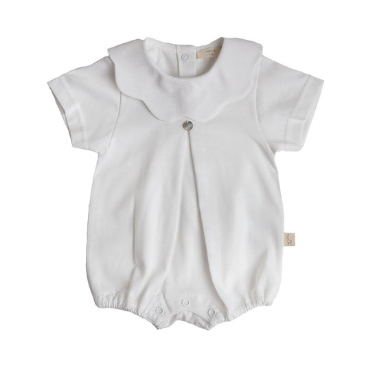 Baby Gi - Cotton Pique Romper - White