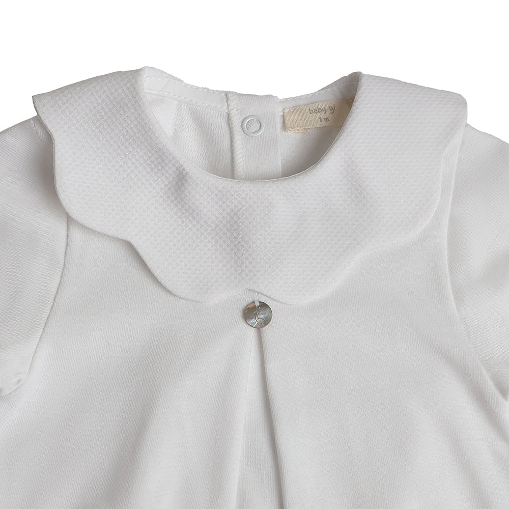 Baby Gi - Cotton Pique Romper - White