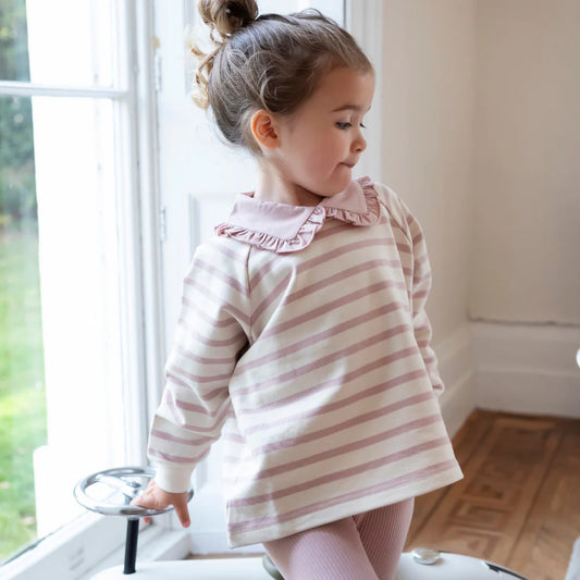 Little Prince & Sister - Cotton Sweatshirt - Dusky Pink Stripe