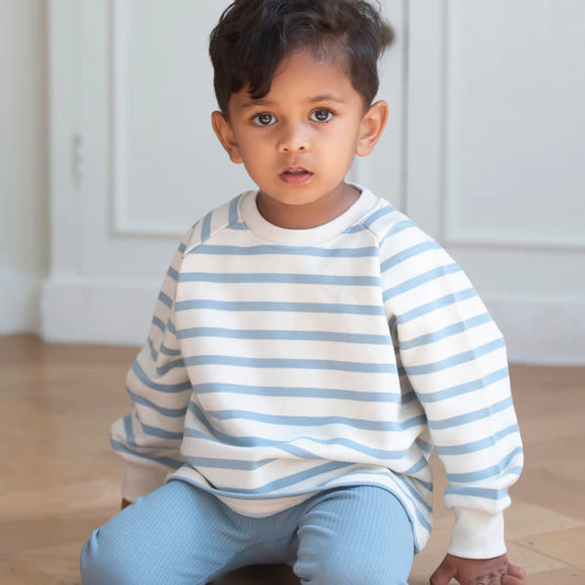 Little Prince & Sister - Cotton Sweatshirt - Cornflower Blue Stripe