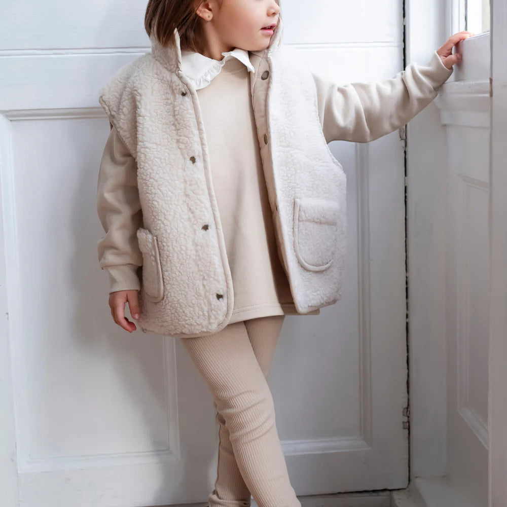 Little Prince & Sister - Ribbed Leggings - Light Beige