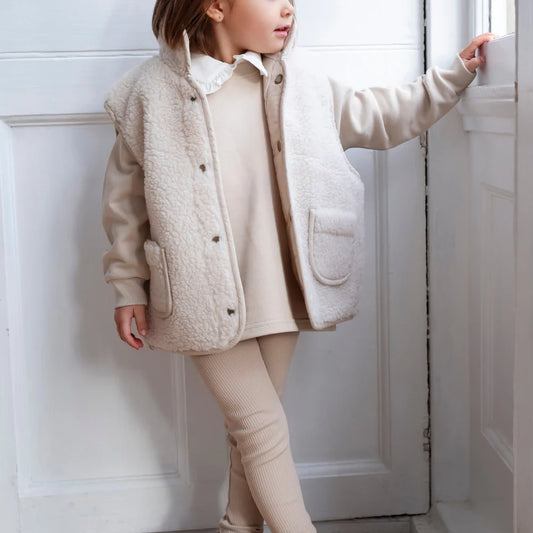 Little Prince & Sister - Ribbed Leggings - Light Beige