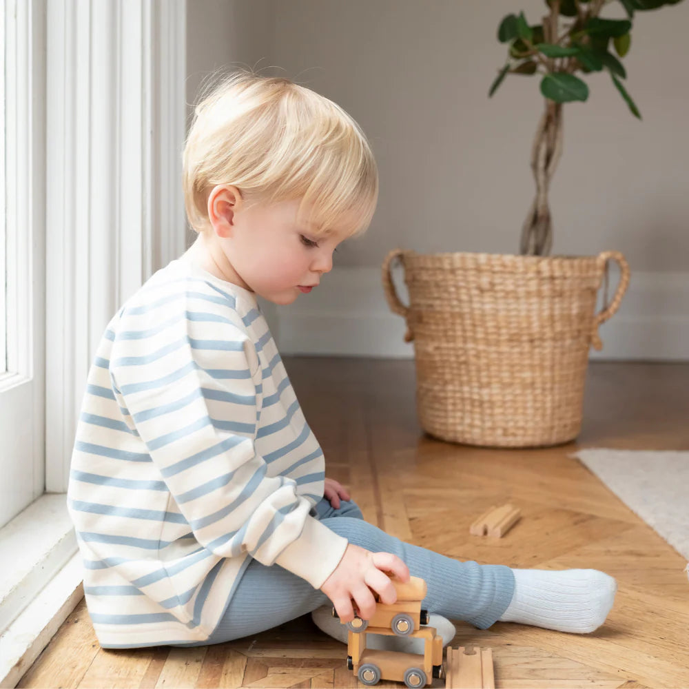 Little Prince & Sister - Ribbed Leggings - Cornflower Blue
