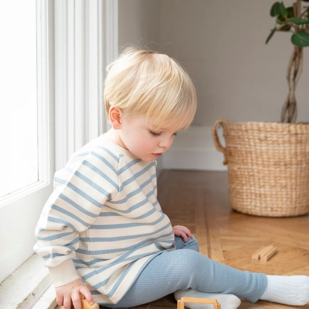 Little Prince & Sister - Cotton Sweatshirt - Cornflower Blue Stripe