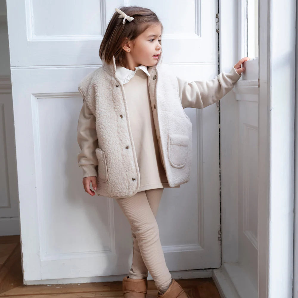 Little Prince & Sister - Ribbed Leggings - Light Beige