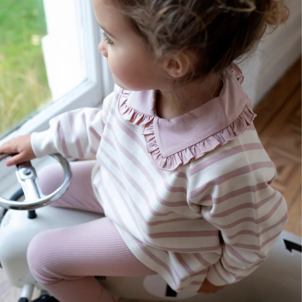 Little Prince & Sister - Cotton Sweatshirt - Dusky Pink Stripe