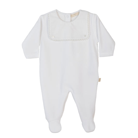 Baby Gi - White Square Bib Sleepsuit