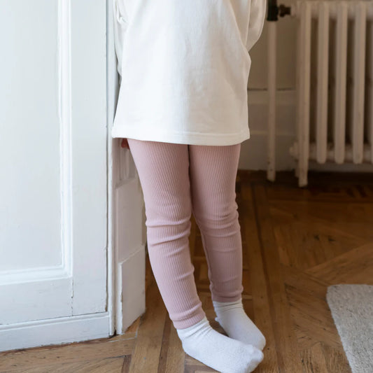 Little Prince & Sister - Ribbed Leggings - Dusky Pink