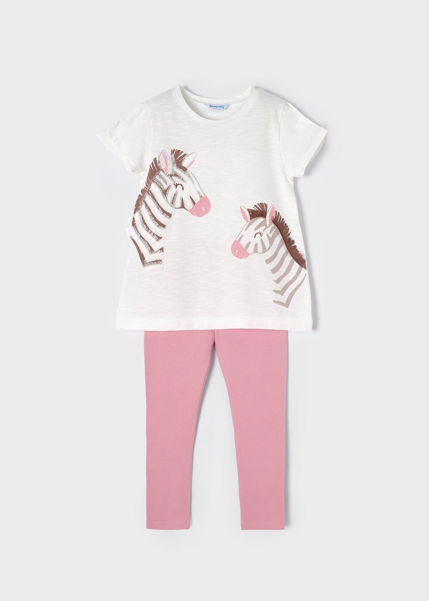 Mayoral - Girls White & Pink Zebra Leggings set