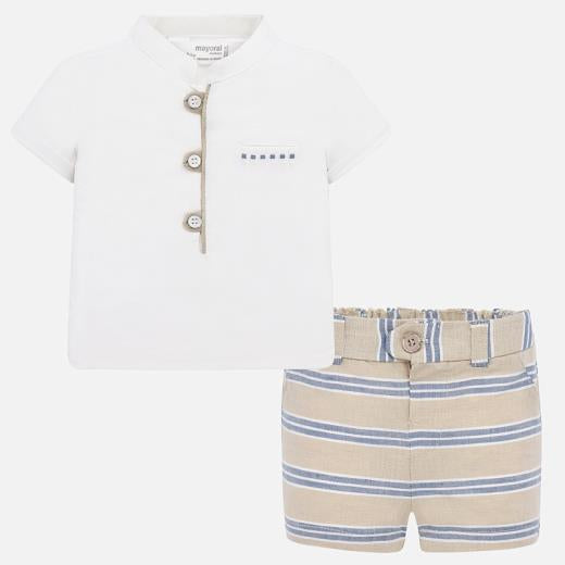 Mayoral - Beige Striped Short Set