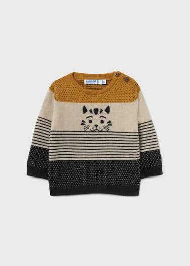 Mayoral - Boys Stripe Cat Sweater