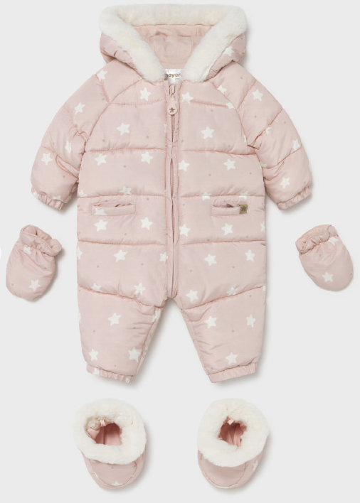 Mayoral - Girls Pink Star Snowsuit