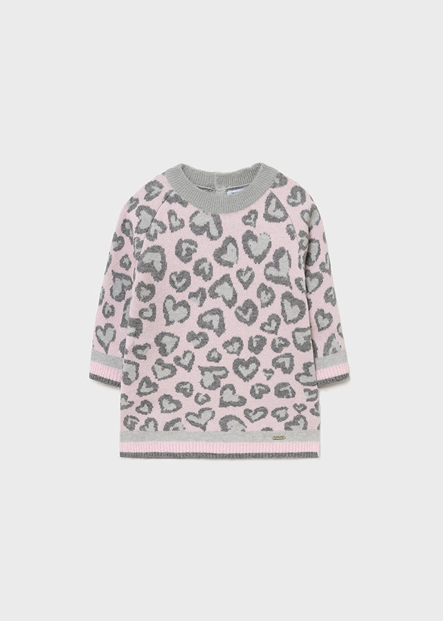 Mayoral - Baby Girl Pink & Grey Leopard Dress
