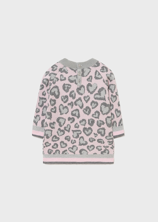 Mayoral - Baby Girl Pink & Grey Leopard Dress