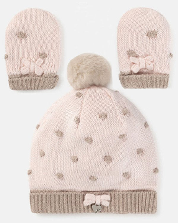 Mayoral - Baby Girls Pink Pom Knit Hat Set