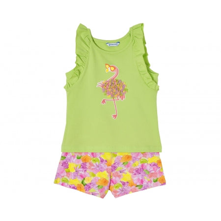 Mayoral - Spring Summer Green Top Purple Yellow Shorts Set