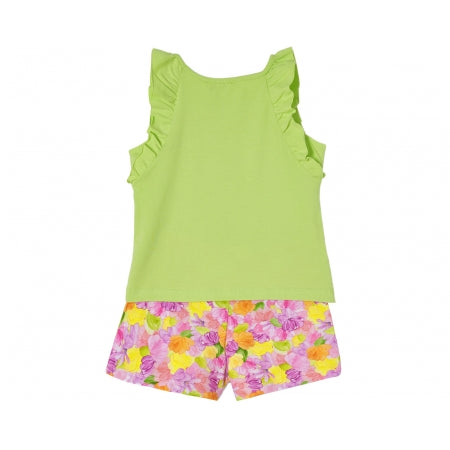 Mayoral - Spring Summer Green Top Purple Yellow Shorts Set