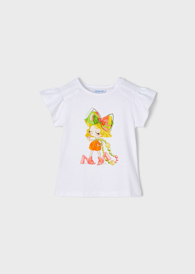 Mayoral - Girls White Doll T-Shirt