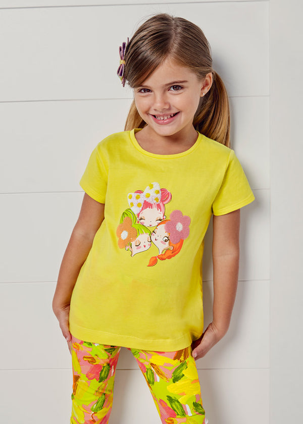 Mayoral - Patterned Cropped Leggings Set - Lemon