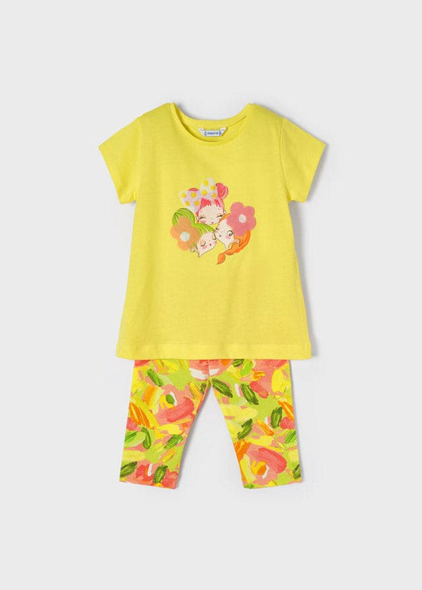 Mayoral - Patterned Cropped Leggings Set - Lemon