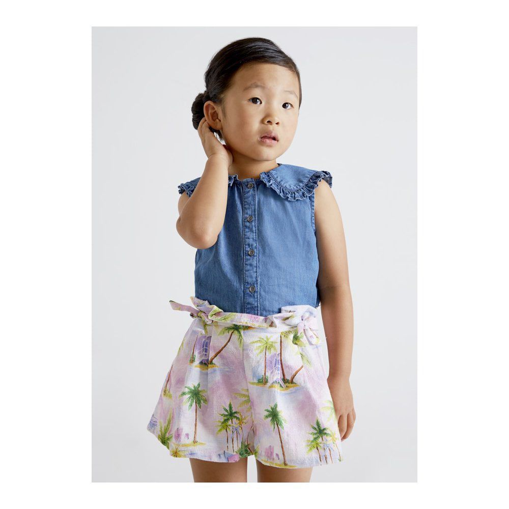 Mayoral - Girls Mauve Patterned shorts