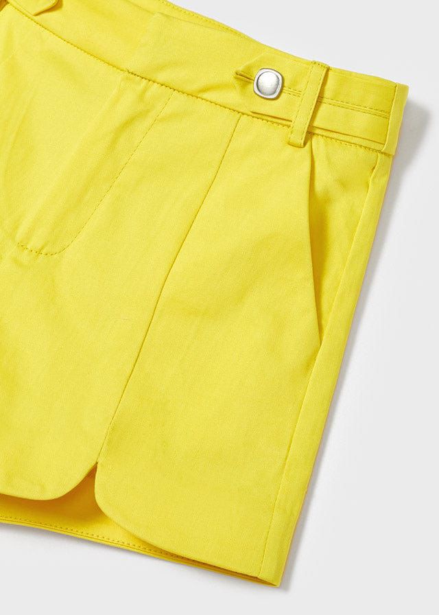 Mayoral - Yellow Satin Scolloped Shorts