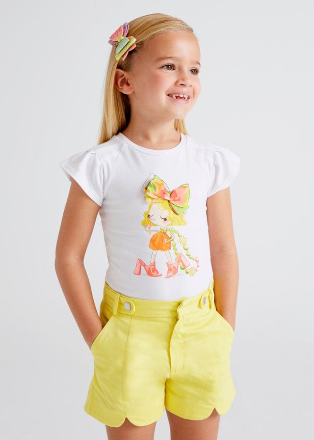 Mayoral - Yellow Satin Scolloped Shorts