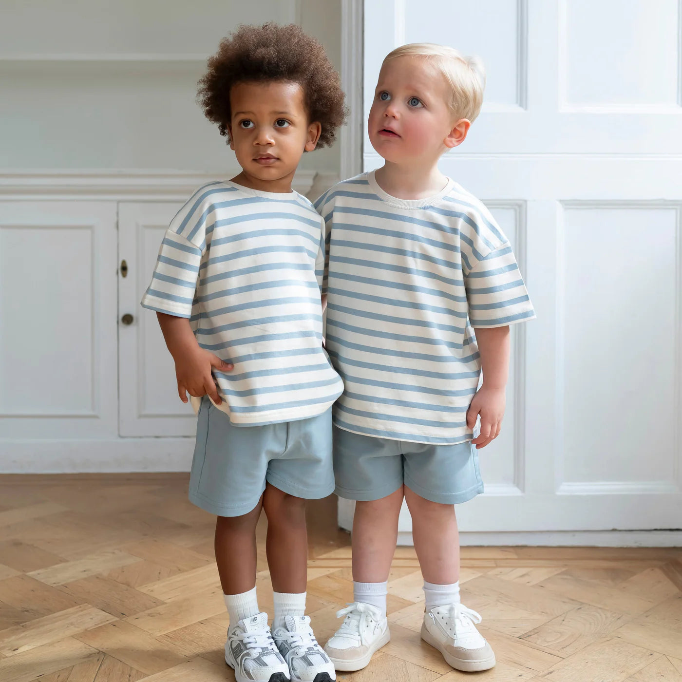 Little Prince & Sister - Cotton Oversized Summer Set - Cornflower Blue