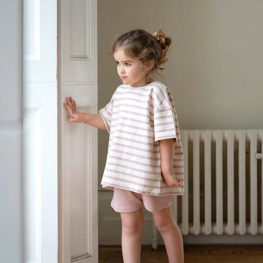 Little Prince & Sister - Cotton Oversized Summer Set - Pink