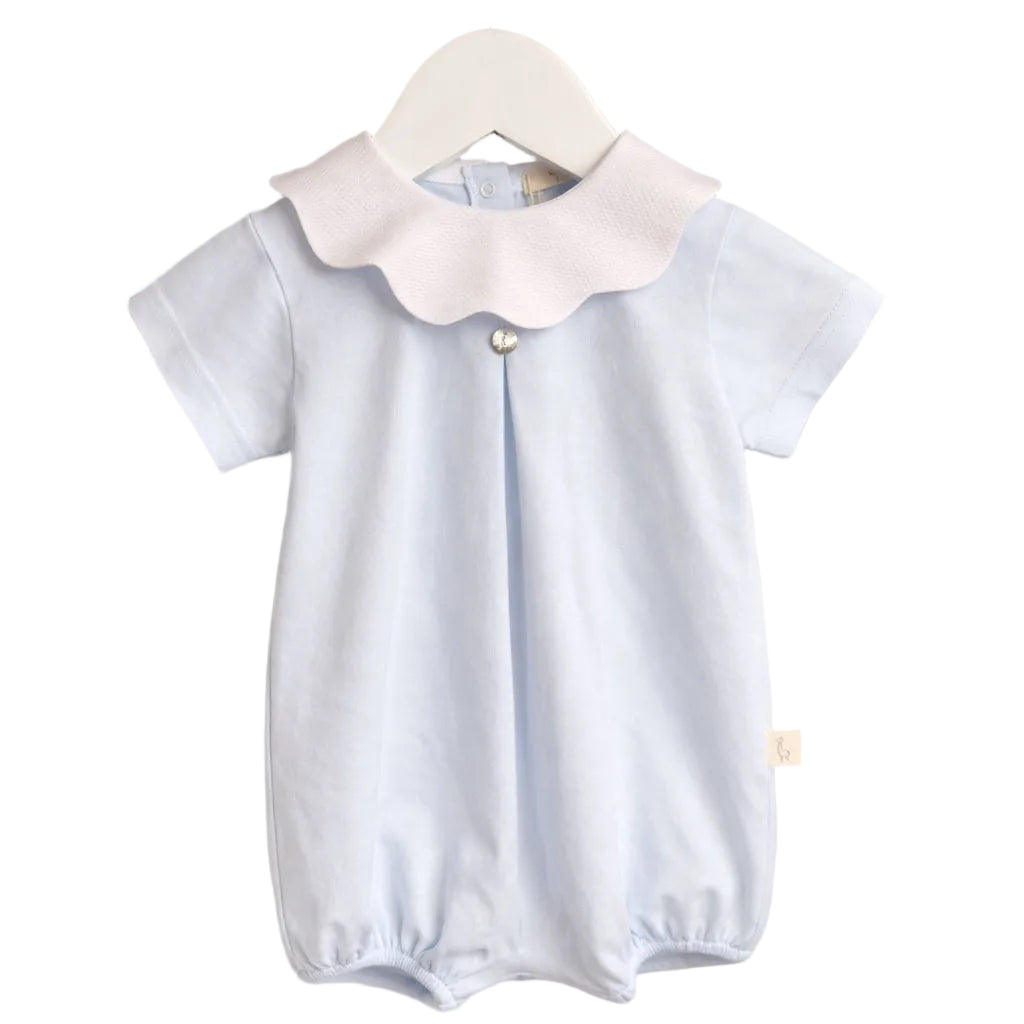 Baby Gi - Cotton Pique Romper - Blue