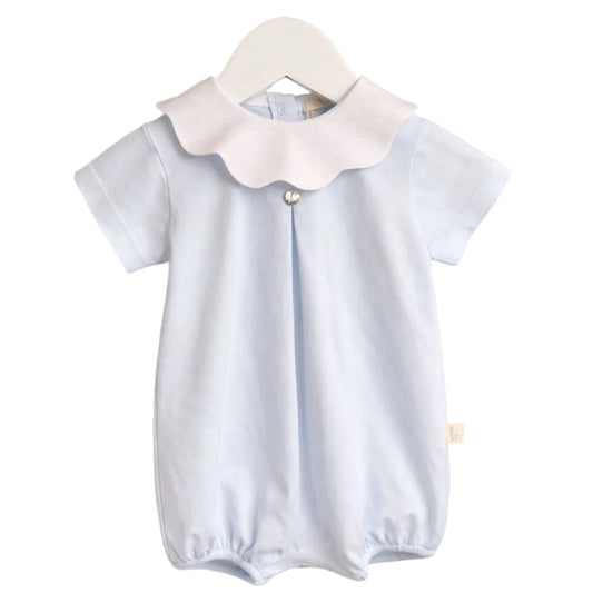 Baby Gi - Cotton Pique Romper - Blue