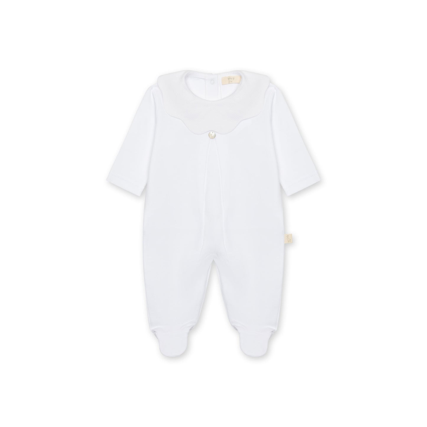 Baby Gi - Cotton Pique Sleepsuit - White