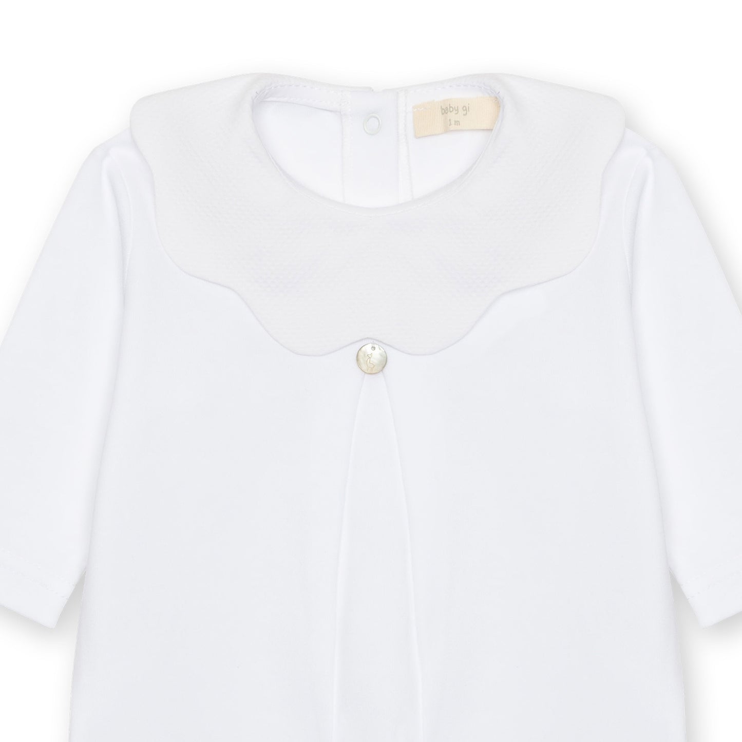 Baby Gi - Cotton Pique Sleepsuit - White