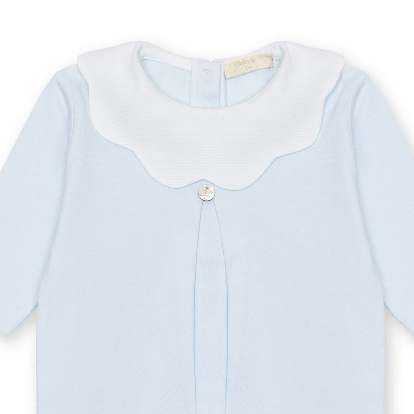 Baby Gi - Cotton Pique Sleepsuit - Blue
