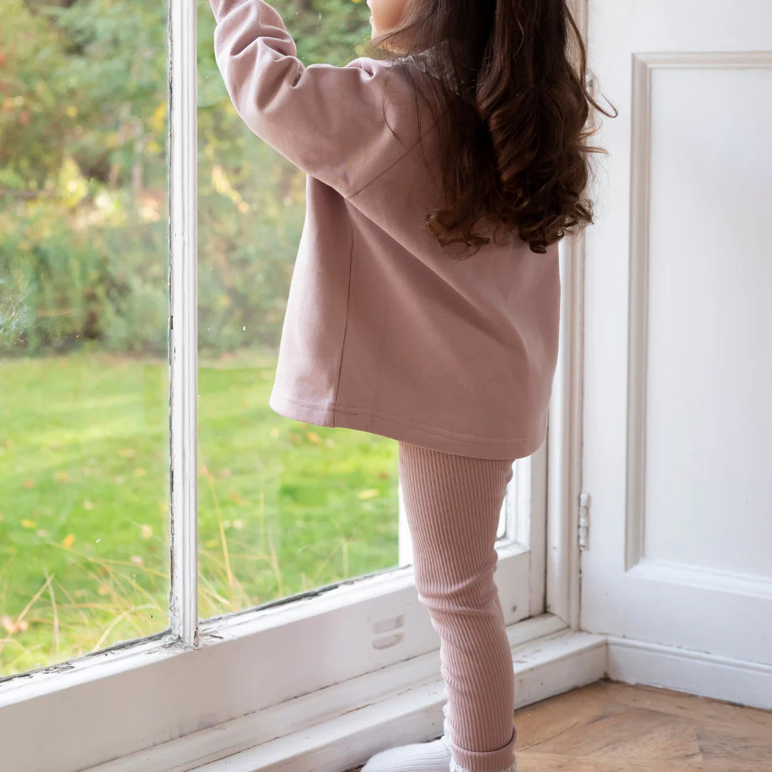 Little Prince & Sister - Ribbed Leggings - Dusky Pink